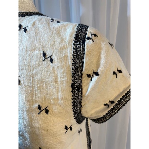 Madewell Size X-Small Linen Blend Short Sleeve Cream Dress - Picture 3 of 5